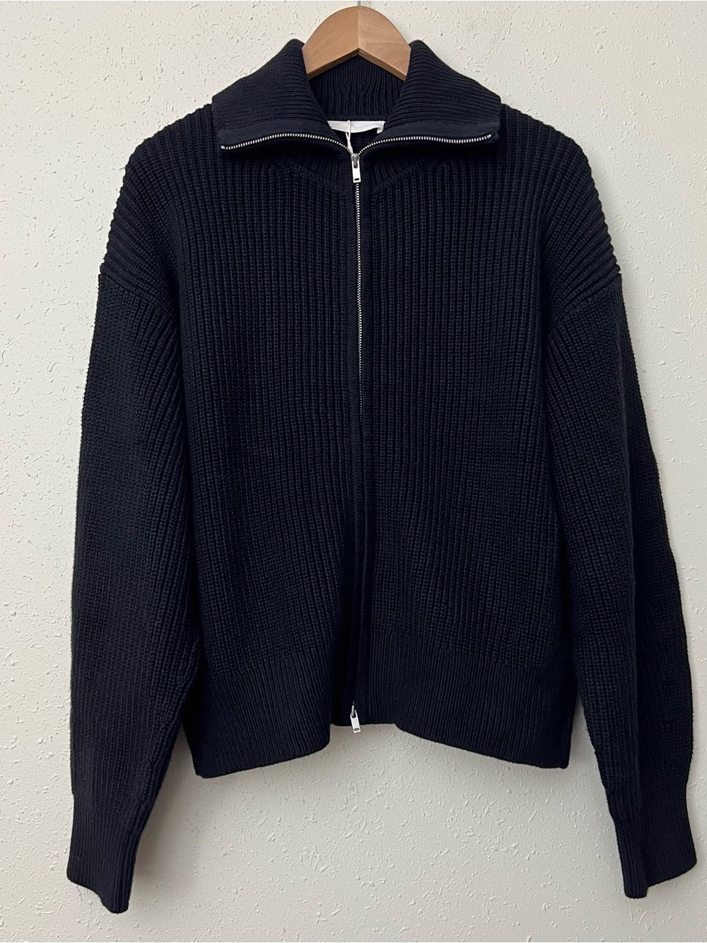 New Everlane THE FULL-ZIP SWEATER IN EVERYDAY COTTON Black Size L - Picture 2 of 13
